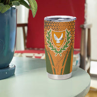 Cyprus Tumbler Cup with Orange Green Grunge Design and Peace Dove Emblem - Wonder Print Shop