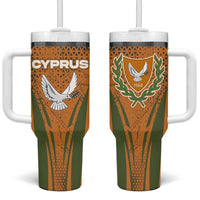 Cyprus Tumbler With Handle with Orange Green Grunge Design and Peace Dove Emblem - Wonder Print Shop