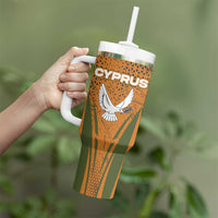Cyprus Tumbler With Handle with Orange Green Grunge Design and Peace Dove Emblem - Wonder Print Shop