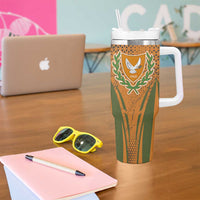 Cyprus Tumbler With Handle with Orange Green Grunge Design and Peace Dove Emblem - Wonder Print Shop