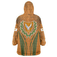 Cyprus Wearable Blanket Hoodie with Orange Green Grunge Design and Peace Dove Emblem - Wonder Print Shop