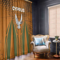 Cyprus Window Curtain with Orange Green Grunge Design and Peace Dove Emblem - Wonder Print Shop