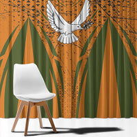 Cyprus Window Curtain with Orange Green Grunge Design and Peace Dove Emblem - Wonder Print Shop