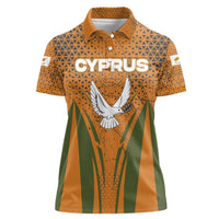 Cyprus Women Polo Shirt with Orange Green Grunge Design and Peace Dove Emblem - Wonder Print Shop