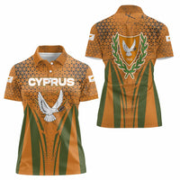 Cyprus Women Polo Shirt with Orange Green Grunge Design and Peace Dove Emblem - Wonder Print Shop