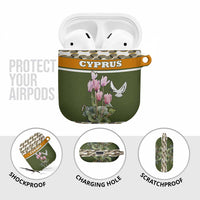 Cyprus AirPods Case with Cyclamen Flower Illustration Design and National Emblem - Wonder Print Shop