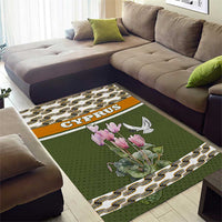 Cyprus Area Rug with Cyclamen Flower Illustration Design and National Emblem - Wonder Print Shop