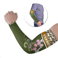Cyprus Arm Sleeves with Cyclamen Flower Illustration Design and National Emblem - Wonder Print Shop