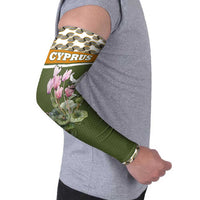 Cyprus Arm Sleeves with Cyclamen Flower Illustration Design and National Emblem - Wonder Print Shop