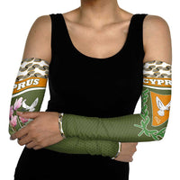 Cyprus Arm Sleeves with Cyclamen Flower Illustration Design and National Emblem - Wonder Print Shop