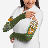 Cyprus Arm Sleeves with Cyclamen Flower Illustration Design and National Emblem - Wonder Print Shop