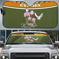 Cyprus Auto Sun Shade with Cyclamen Flower Illustration Design and National Emblem - Wonder Print Shop