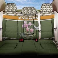 Cyprus Back Car Seat Cover with Cyclamen Flower Illustration Design and National Emblem - Wonder Print Shop