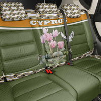 Cyprus Back Car Seat Cover with Cyclamen Flower Illustration Design and National Emblem - Wonder Print Shop