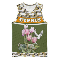 Cyprus Basketball Jersey with Cyclamen Flower Illustration Design and National Emblem - Wonder Print Shop