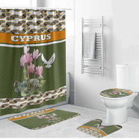 Cyprus Bathroom Set with Cyclamen Flower Illustration Design and National Emblem - Wonder Print Shop