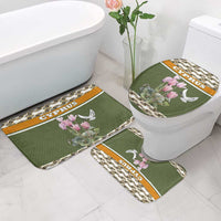 Cyprus Bathroom Set with Cyclamen Flower Illustration Design and National Emblem - Wonder Print Shop