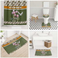 Cyprus Bathroom Set with Cyclamen Flower Illustration Design and National Emblem - Wonder Print Shop