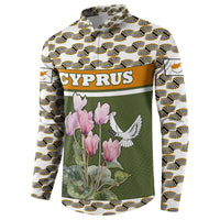 Cyprus Button Sweatshirt with Cyclamen Flower Illustration Design and National Emblem - Wonder Print Shop