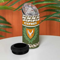 Cyprus 4 in 1 Can Cooler Tumbler with Cyclamen Flower Illustration Design and National Emblem - Wonder Print Shop
