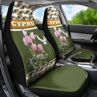 Cyprus Car Seat Cover with Cyclamen Flower Illustration Design and National Emblem - Wonder Print Shop