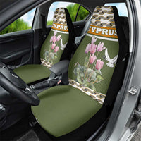 Cyprus Car Seat Cover with Cyclamen Flower Illustration Design and National Emblem - Wonder Print Shop