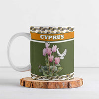 Cyprus Ceramic Mug with Cyclamen Flower Illustration Design and National Emblem - Wonder Print Shop