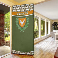 Cyprus Door Cover with Cyclamen Flower Illustration Design and National Emblem - Wonder Print Shop