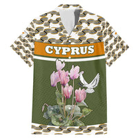 Cyprus Family Matching Mermaid Dress and Hawaiian Shirt with Cyclamen Flower Illustration Design and National Emblem - Wonder Print Shop