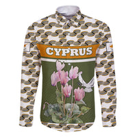 Cyprus Family Matching Short Sleeve Bodycon Dress and Hawaiian Shirt with Cyclamen Flower Illustration Design and National Emblem - Wonder Print Shop