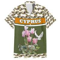 Cyprus Hawaiian Shirt with Cyclamen Flower Illustration Design and National Emblem - Wonder Print Shop