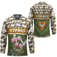 Cyprus Hockey Jersey with Cyclamen Flower Illustration Design and National Emblem - Wonder Print Shop