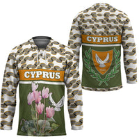 Cyprus Hockey Jersey with Cyclamen Flower Illustration Design and National Emblem - Wonder Print Shop
