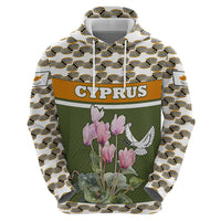 Cyprus Hoodie with Cyclamen Flower Illustration Design and National Emblem - Wonder Print Shop