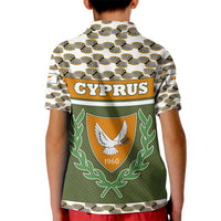 Cyprus Kid Polo Shirt with Cyclamen Flower Illustration Design and National Emblem - Wonder Print Shop