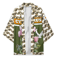 Cyprus Kimono with Cyclamen Flower Illustration Design and National Emblem - Wonder Print Shop