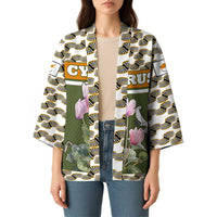 Cyprus Kimono with Cyclamen Flower Illustration Design and National Emblem - Wonder Print Shop