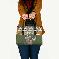 Cyprus Leather Bag with Cyclamen Flower Illustration Design and National Emblem - Wonder Print Shop