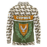 Cyprus Long Sleeve Polo Shirt with Cyclamen Flower Illustration Design and National Emblem - Wonder Print Shop