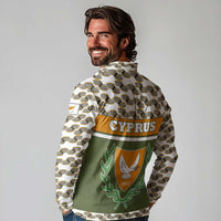 Cyprus Long Sleeve Polo Shirt with Cyclamen Flower Illustration Design and National Emblem - Wonder Print Shop