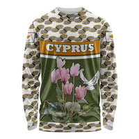 Cyprus Long Sleeve Shirt with Cyclamen Flower Illustration Design and National Emblem - Wonder Print Shop