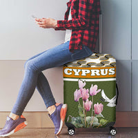 Cyprus Luggage Cover with Cyclamen Flower Illustration Design and National Emblem - Wonder Print Shop