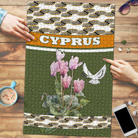 Cyprus Puzzle with Cyclamen Flower Illustration Design and National Emblem - Wonder Print Shop