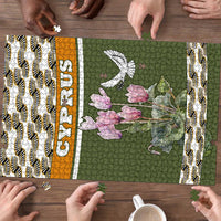 Cyprus Puzzle with Cyclamen Flower Illustration Design and National Emblem - Wonder Print Shop
