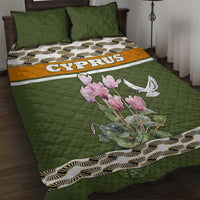 Cyprus Quilt Bed Set with Cyclamen Flower Illustration Design and National Emblem - Wonder Print Shop