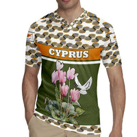 Cyprus Rugby Jersey with Cyclamen Flower Illustration Design and National Emblem - Wonder Print Shop