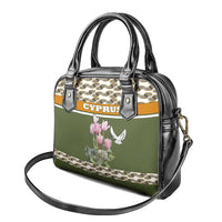 Cyprus Shoulder Handbag with Cyclamen Flower Illustration Design and National Emblem - Wonder Print Shop