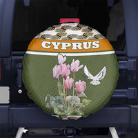 Cyprus Spare Tire Cover with Cyclamen Flower Illustration Design and National Emblem - Wonder Print Shop