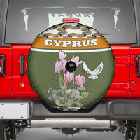 Cyprus Spare Tire Cover with Cyclamen Flower Illustration Design and National Emblem - Wonder Print Shop
