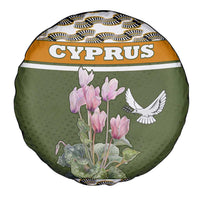 Cyprus Spare Tire Cover with Cyclamen Flower Illustration Design and National Emblem - Wonder Print Shop